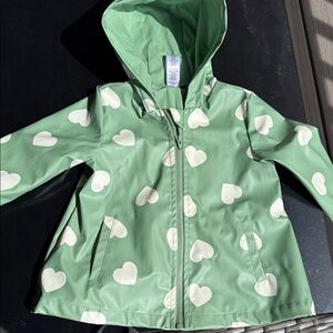 Little Me Green Heart Patterned Hooded Jacket